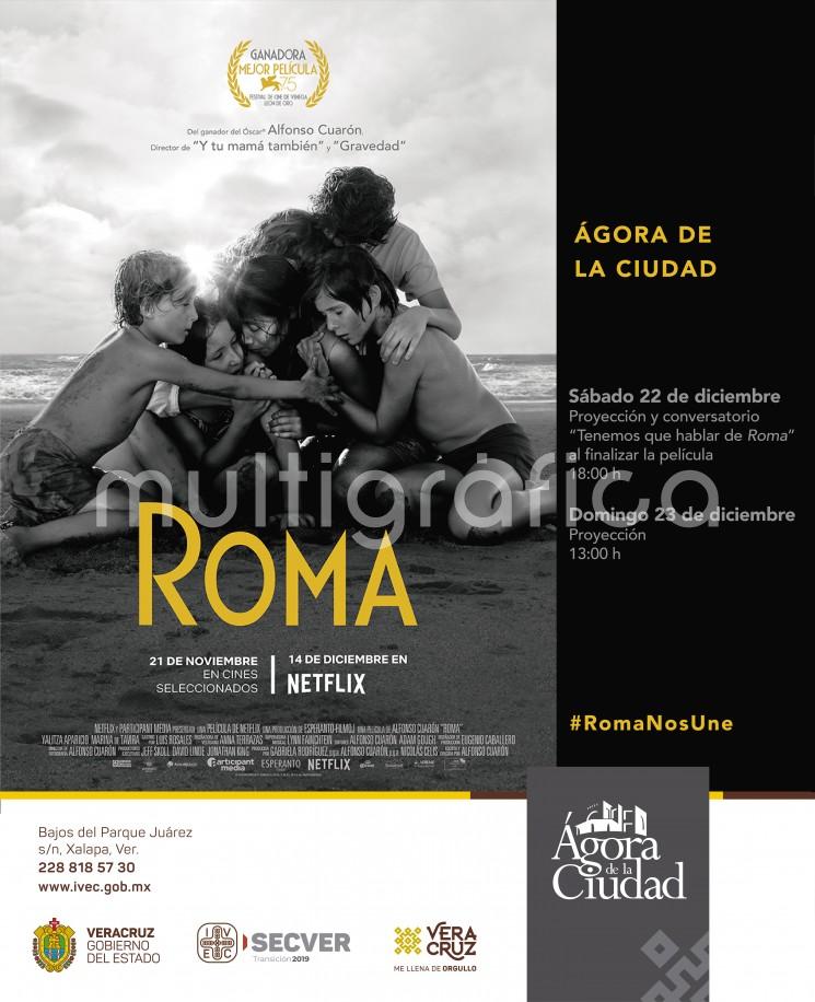 Este fin de semana el Agora de la Ciudad retoma actividades con la proyección de la película del director Alfonso Cuarón, Roma, en funciones de 18:00hrs el sábado y 13:00 horas el domingo 23.