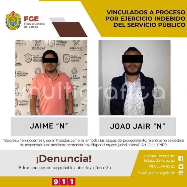 La Fiscalía General del Estado obtuvo la vinculación a proceso en contra de Jaime N y Joao N por su presunta participación en el delito de ejercicio indebido del servicio público.