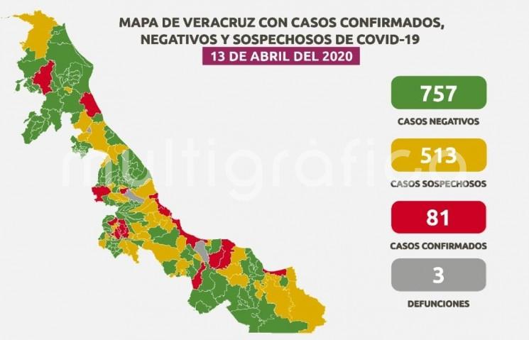 Suben a 81 los casos confirmados de COVID-19 en Veracruz.