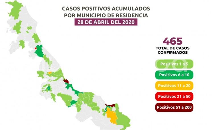 465 confirmados, con 40 decesos. 