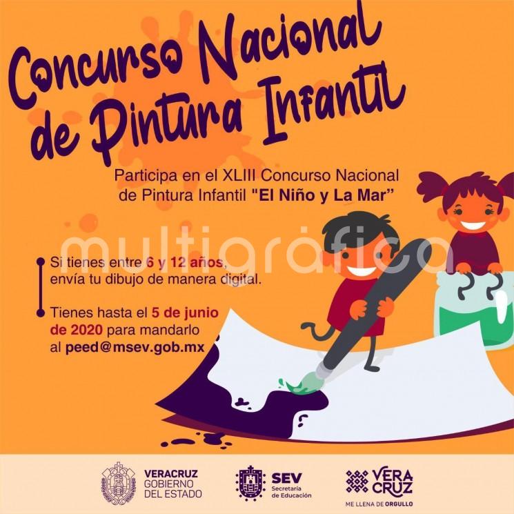 A fin de impulsar las expresiones creativas de la población infantil y promover la conciencia ecológica-marítima, la Secretaría de Educación de Veracruz (SEV) invita al 43.° Concurso Nacional de Pintura Infantil El Niño y la Mar, que organiza la Secretaría de Marina-Armada de México (SEMAR), abierto a niñas y niños de entre seis y 12 años de edad. La convocatoria finaliza el 05 de junio.