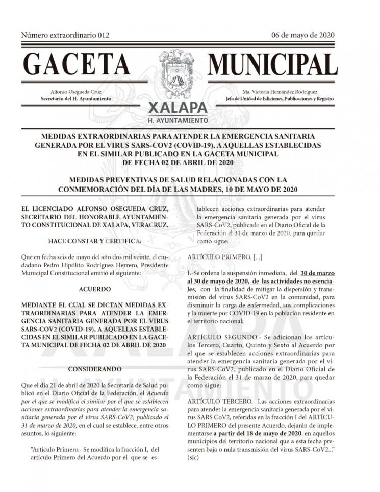 Para que no se haga un desmadre, el Ayuntamiento de Xalapa, al igual que otros en todo el país, implementan medidas restrictivas para evitar aglomeraciones que podrían causar el festejo del 10 de Mayo; esto ante la contingencia sanitaria por COVID-19. 