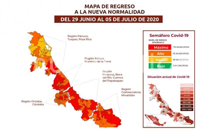 El Semáforo Regional de Veracruz para la semana del 29 de junio al 5 de julio.