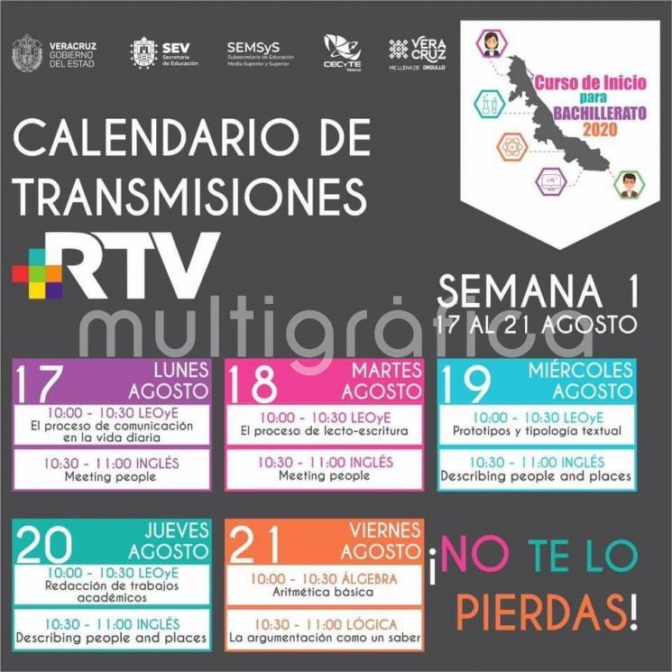 Este lunes 17, a través de TVMÁS, comienza el Curso de Inicio para Bachillerato 2020, impulsado por la Secretaría de Educación de Veracruz (SEV) con el objetivo de reforzar los conocimientos y habilidades en los estudiantes de nuevo ingreso al ciclo escolar 2020-2021.