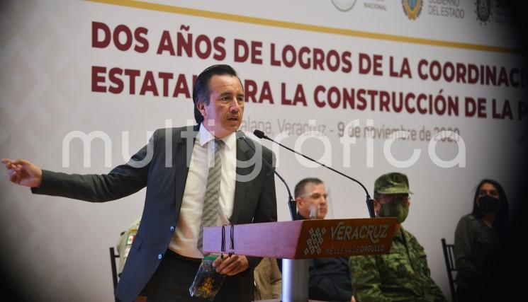 En el marco del Segundo Informe de Gobierno  el gobernador Cuitláhuac García Jiménez presentó en Palacio de Gobierno, el informe de resultados de la Coordinación Estatal para la Construcción de la Paz (COESCONPAZ). 