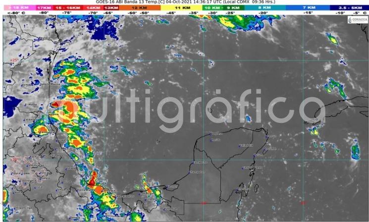 Vaguada con eje sobre el suroeste del Golfo de México y el posible desarrollo de una línea de cortante que cruzaría el sur de Veracruz, mantendrán la probabilidad de lluvias con tormentas (actividad eléctrica y ráfagas de viento)