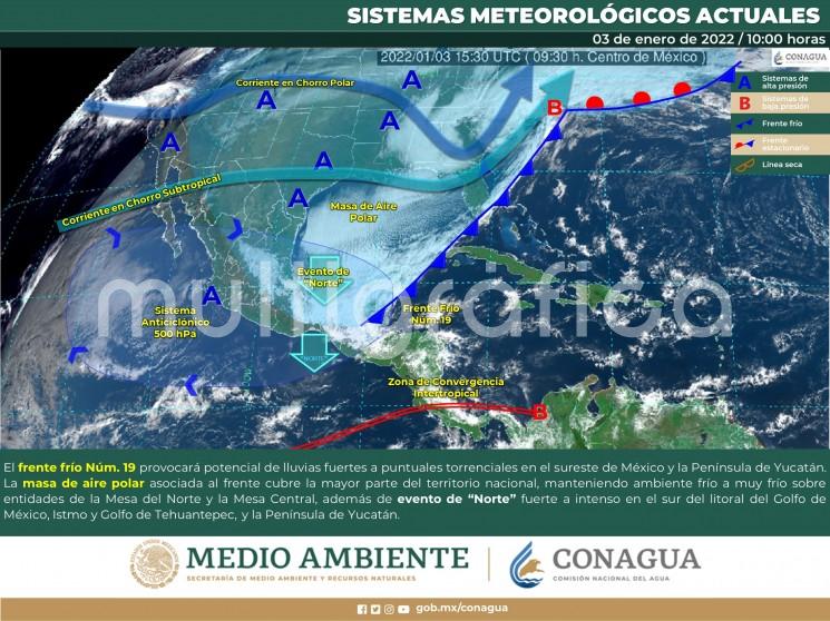 Frente frío Núm. 19, masa de aire polar asociada y evento de Norte.