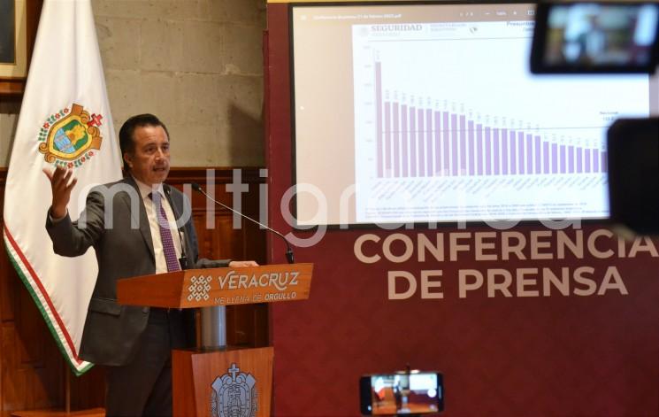 En conferencia de prensa, el gobernador Cuitláhuac García Jiménez mostró las cifras de incidencia delictiva general durante enero, donde Veracruz se ubica en el lugar 25 a nivel nacional. 