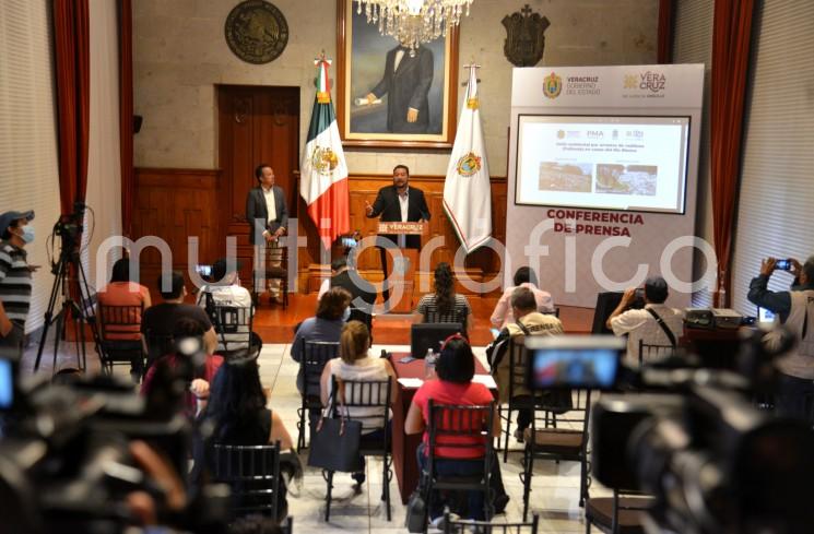 El Gobernador  Cuitláhuac García Jiménez, en compañía del titular de la PMA, Sergio Rodríguez Cortés, informó sobre acciones de remediación de diversos afluentes y cuerpos de agua. 