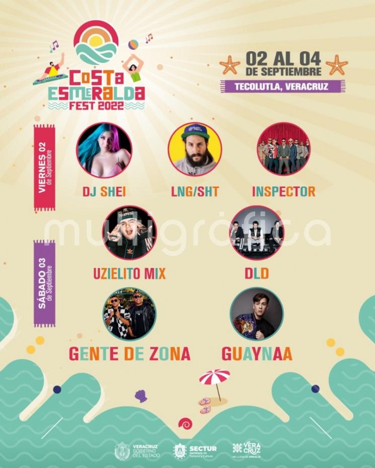 Costa Esmeralda Fest, del 2 al 4 de septiembre en Tecolutla, Ver..