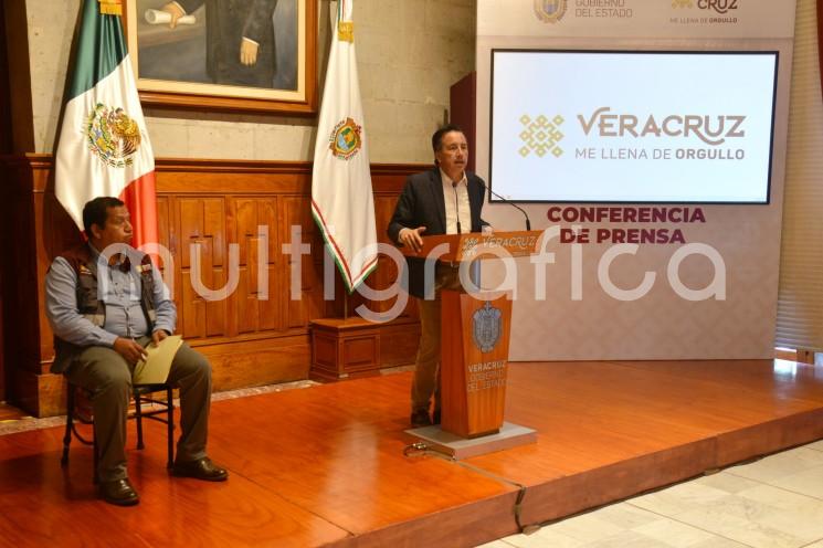 El gobernador Cuitláhuac García Jiménez acompañado por el titular de la SEDARPA, Evaristo Ovando Ramírez, presentó la Estrategia de Consumo Solidario para impulsar la producción del campo.