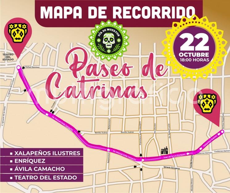 Hoy, Paseo de Catrinas en Xalapa. Tome nota para asistir o no pasar por ahí. 