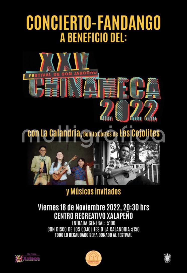 Con la finalidad de reunir fondos para la realización del XXV Festival de Son jarocho Chinameca 2022, este viernes 18 de noviembre se llevará a cabo un Concierto-Fandango en el Centro Recreativo Xalapeño. Asista y coopere con la difusión de la música veracruzana. 