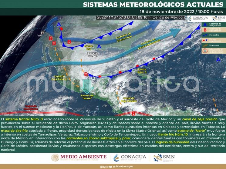 En el estado de Veracruz hoy y mañana sábado las lluvias continuarán concentrándose especialmente en el extremo sur. El domingo y lunes se espera aumente el potencial de precipitaciones con valores máximos de 30 a 50 mm principalmente en las zonas norte y sur.