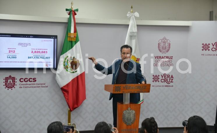 Como una cifra récord calificó el gobernador Cuitláhuac García Jiménez los 67 mil 170 millones 762 mil 407 que durante el año pasado recibió Veracruz a través de 20 programas federales y de manera directa a los bolsillos de la población, formando una base de consumo que mantiene a las cadenas productivas, dejando claro cómo la política social repercute en la economía.