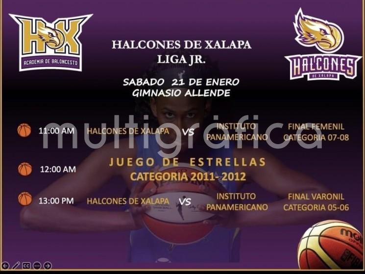 La liga Jr de Halcones de Xalapa efectuará este sábado 21 de enero la primera edición de su juego de estrellas en punto de las 12 horas en la duela del Gimnasio Allende de esta ciudad capital.   