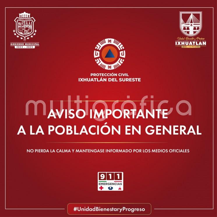 Ayto. de Ixhuatlán del Sureste informa sobre el incidente en instalaciones de Pemex este jueves.