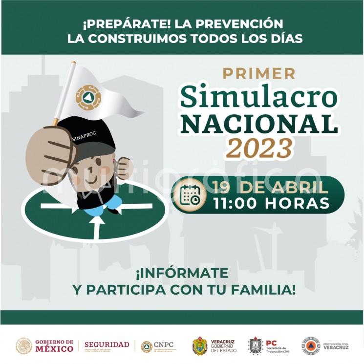  La Secretaría de Protección Civil (PC) convoca a participar en el Primer Simulacro Nacional 2023 con hipótesis de un sismo de magnitud 7.5 y epicentro a 30 kilómetros al sureste de Tierra Blanca, este miércoles 19 de abril a las 11:00 horas.

