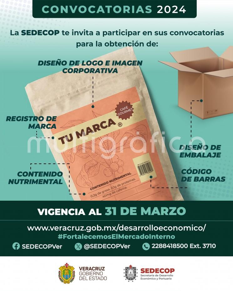 SEDECOP invita a las micro, pequeñas y medianas empresas constituidas como persona física o moral, activas en territorio veracruzano y ante el SAT, a participar en las convocatorias Listos para Comercializar e Impulso Productivo 2024, vigentes hasta el 31 de marzo.