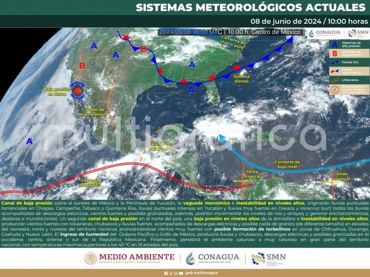 Sábado 8-domingo 9: caluroso a muy caluroso, probabilidad de lluvias y tormentas aisladas en la región montañosa central y extremo sur del estado, acumulados de 5 a 15 mm, sin descartar mayores de forma más dispersa especialmente en la montañosa central. 