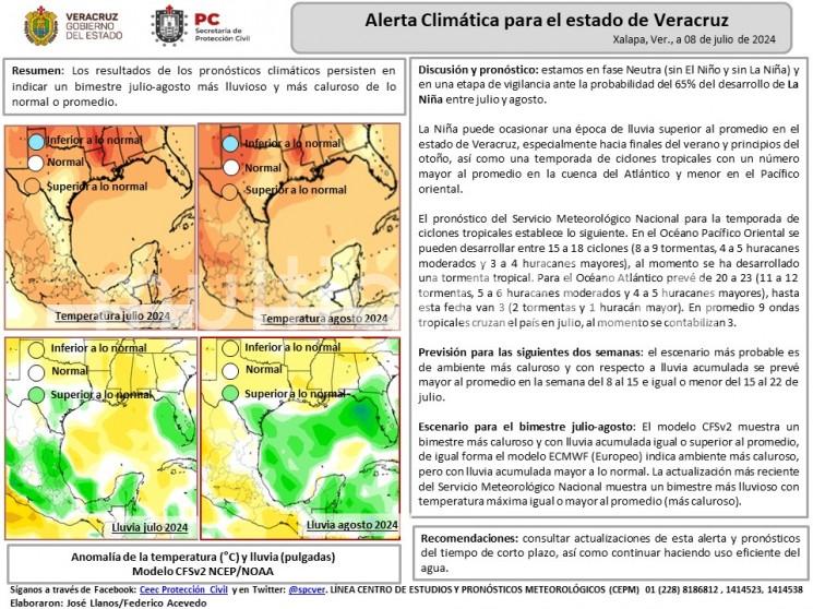 Estamos en fase Neutra (sin El Niño y sin La Niña) y en una etapa de vigilancia ante la probabilidad del 65% del desarrollo de La Niña entre julio y agosto.