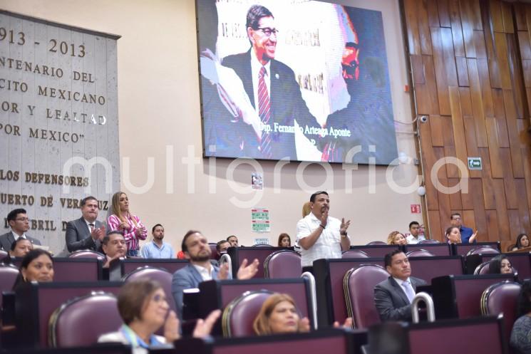 Durante la séptima sesión ordinaria y a propuesta de la presidenta de la Mesa Directiva, diputada Adriana Esther Martínez Sánchez, diputadas, diputados y público asistente guardaron un minuto de silencio en memoria del diputado propietario del Distrito XIV, Veracruz, Fernando Arteaga Aponte, fallecido el pasado 4 de julio.