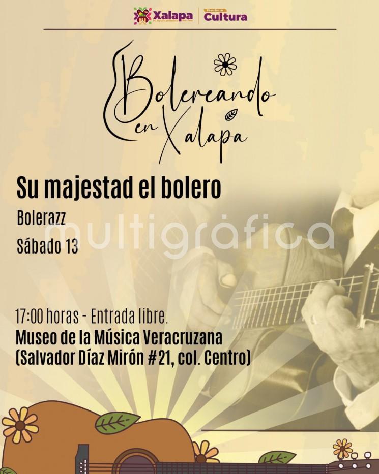 omo parte de las actividades que promueve el Ayuntamiento de Xalapa, a través de la Direccion de Cultura, y rumbo a la gran final del Primer Concurso Veracruzano del Bolero que se realizará el 28 de septiembre, hoy inicia el programa musical Bolereando en Xalapa, actividad que contará con destacados exponentes del género.