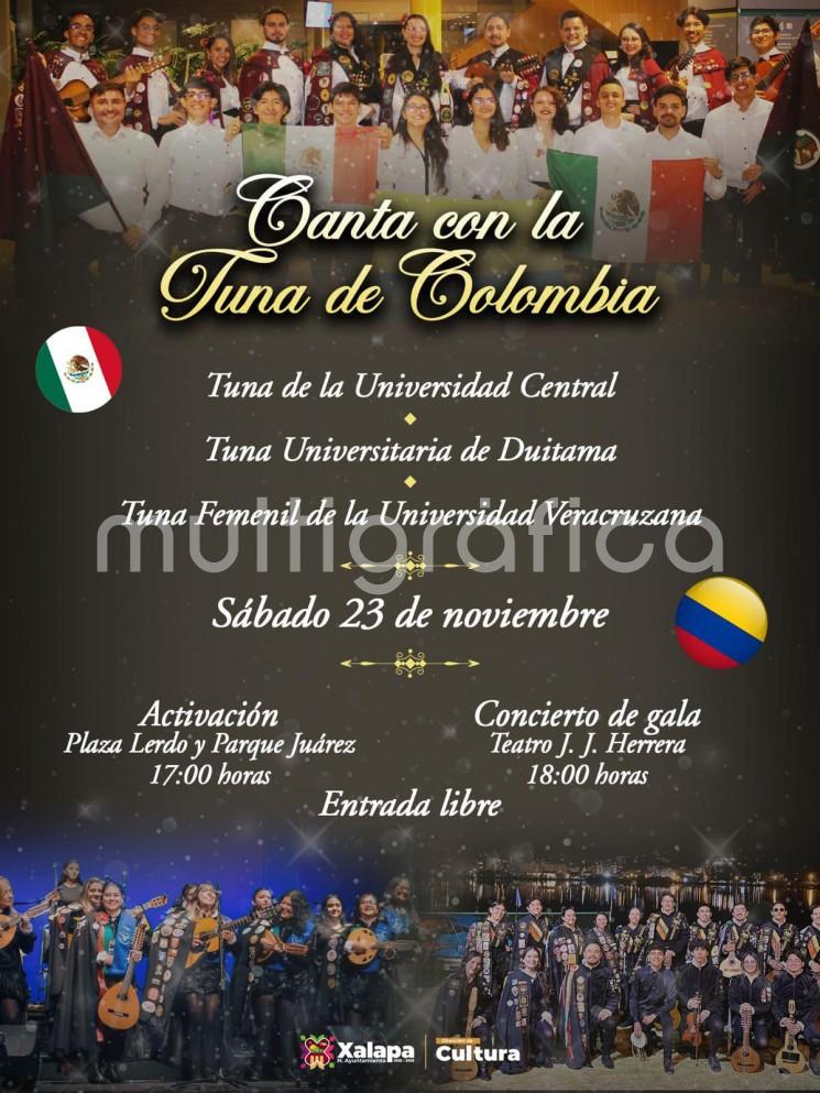 Xalapa vuelve a cantar al compás de tunas colombianas este sábado 23 de noviembre en el Teatro J.J. Herrera a las 18:00 horas, con la presentación de la Tuna Universidad Central y la Tuna Universitaria de Duitama; además de la Tuna Más Bonita de Xalapa, la Tuna Femenil de la Universidad Veracruzana. ENTRADA LIBRE